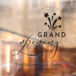 Grand Opening Firework Star Black Coming bald Fensteraufkleber