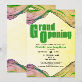 Grand Opening Green Yellow Watercolor Border Wave Einladung