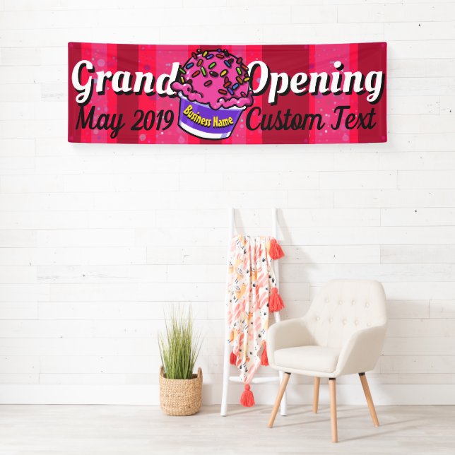 Grand Opening Ice Cream Shop individuell einstellb Banner (Insitu)