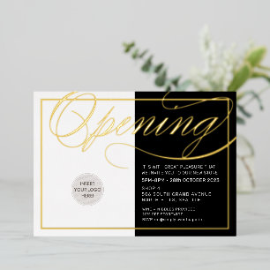 GRAND OPENING modernes Logo einfach schwarz Gold Folieneinladung