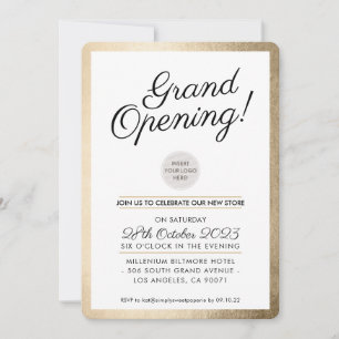 GRAND OPENING PARTY - Modernes Business Gold Einladung