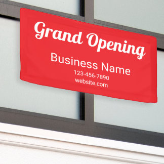 Grand Opening Script Firmenname Telefon Nr. Rot Banner