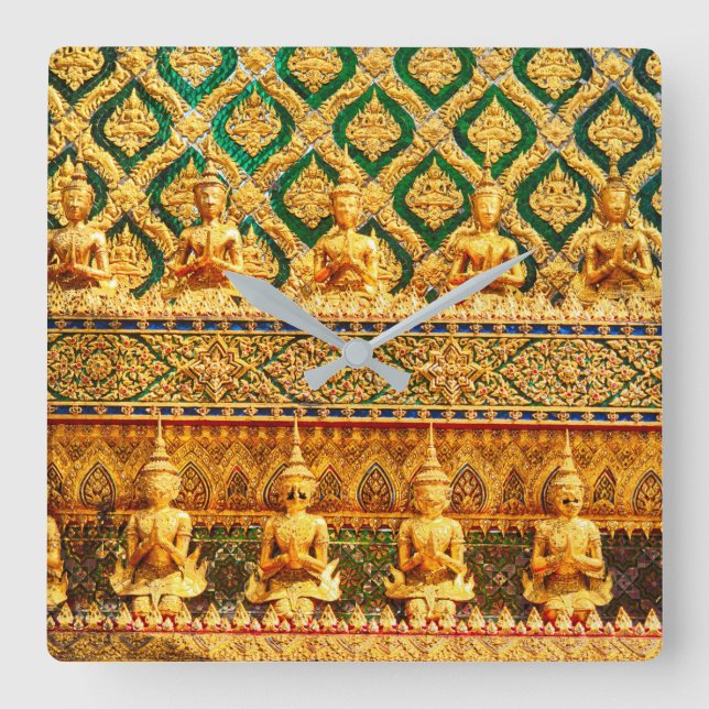 Grand Palace in Bangkok, Thailand Quadratische Wanduhr (Vorderseite)