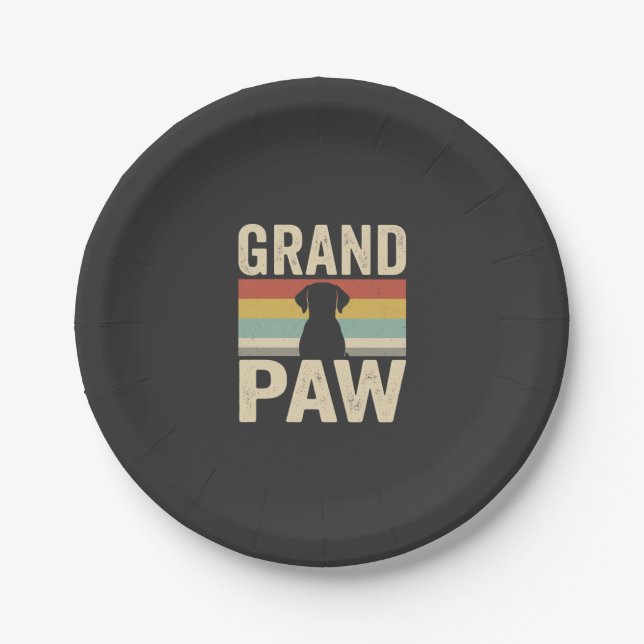 Grand Paw Vintage Hund Retro Pappteller (Vorderseite)