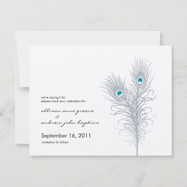 Grand Peacock Metallic Silver/Aquamarin Save the D Save The Date (Vorderseite)