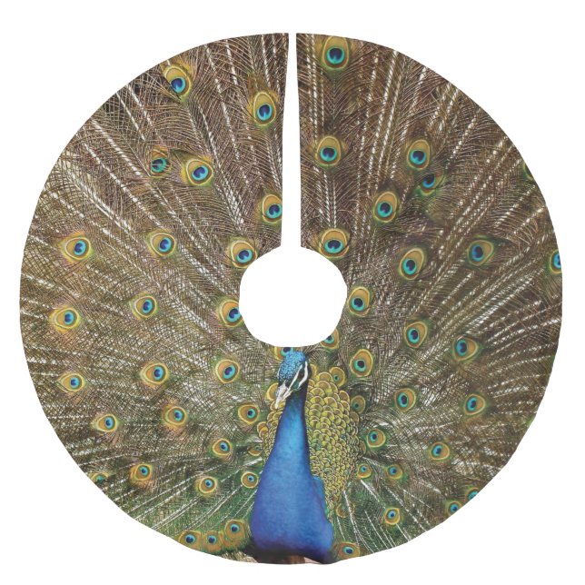Grand Peacock Weihnachten Polyester Weihnachtsbaumdecke (Vorderseite)