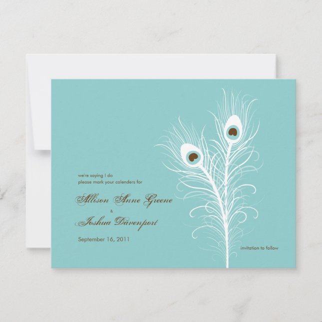 Grand Peacocks Save the Date Einladung (Vorderseite)