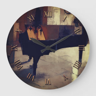 Grand Piano Artwork Große Wanduhr