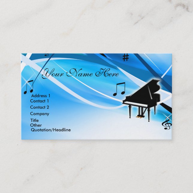 Grand Piano Business Card Visitenkarte (Vorderseite)