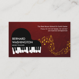 Grand Piano Gold Musiknote Pianist Visitenkarte