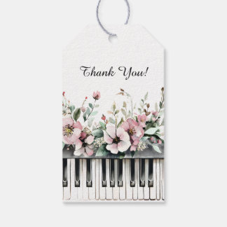 Grand Piano Keys Floral Bouquet Thank You Geschenkanhänger