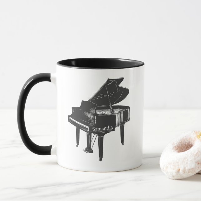 Grand Piano mit dem Namen Pianist Piano Teacher Tasse (Mit Donut)