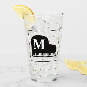 Grand Piano Monogram Pianist Black and White Clas Glas