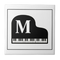 Grand Piano Monogram Pianist Black and White