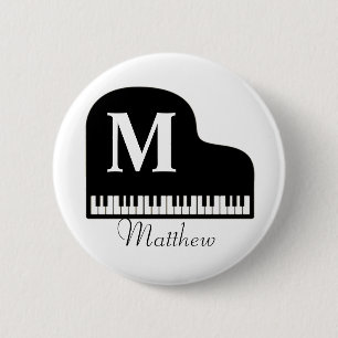 Grand Piano Monogram Pianist personalize Button