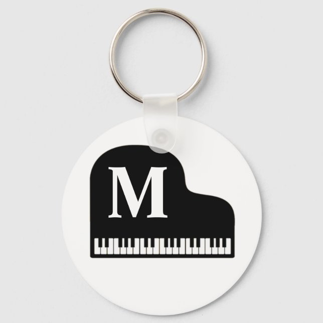 Grand Piano Monogram Pianist personalize Schlüsselanhänger (Vorderseite)