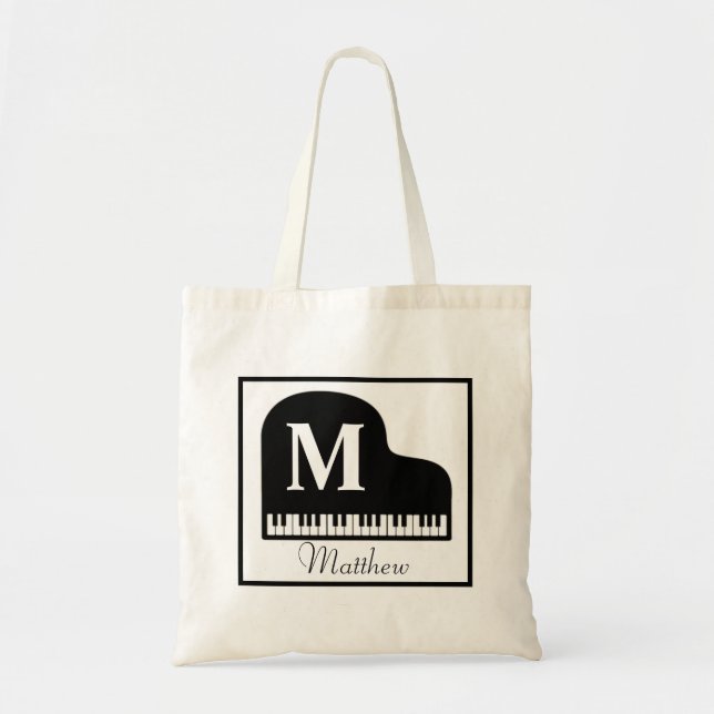 Grand Piano Monogram Pianist personalize Tragetasche (Vorne)