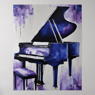 GRAND PIANO MUSIC LILA BLAUE ART POSTER
