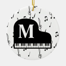 Grand Piano Musiknote Monogram Pianist Keramik Ornament
