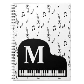Grand Piano Musiknote Monogram Pianist Notizblock