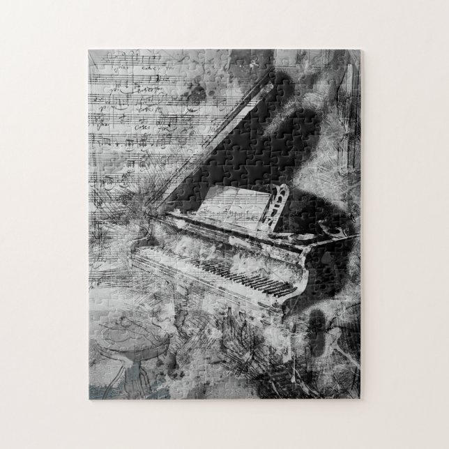 Grand Piano Musiknotens Musiker Puzzle (Vertikal)