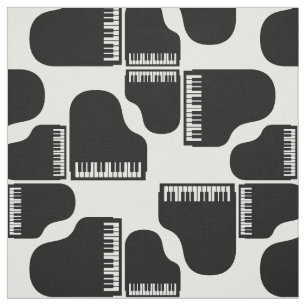 Grand Piano Muster Retro Black & White Musik Stoff