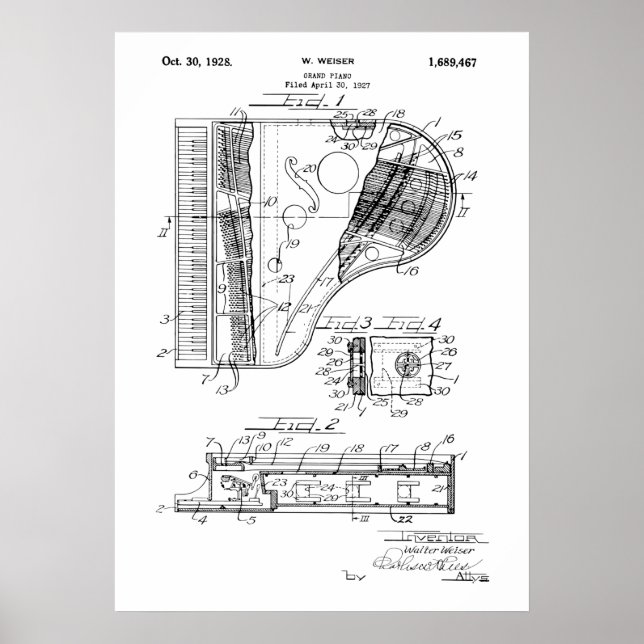 Grand Piano Patent Poster (Vorne)