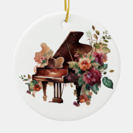 Grand Piano und Blumenweihnachtsdekoration Keramik Ornament