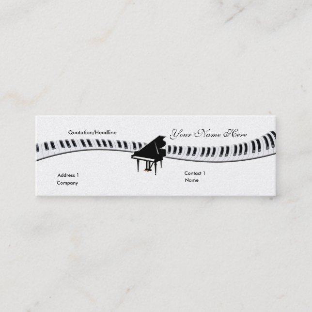 Grand Piano und Keyboard Business Card Mini Visitenkarte (Vorderseite)
