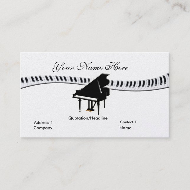 Grand Piano und Keyboard Business Card Visitenkarte (Vorderseite)