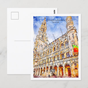 Grand Place de bruxelles Travel Place Watercolor Postkarte