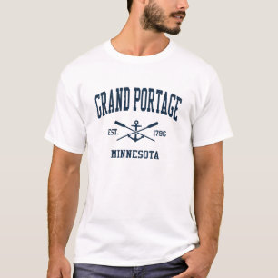 Grand Portage MN Vintag Navy Crossed Oars & Ancho T-Shirt