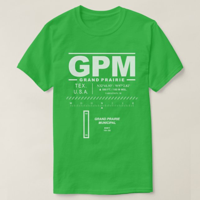 Grand Prairie Municipal Airport GPM T-Shirt (Design vorne)