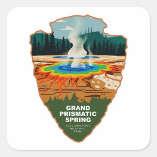 Grand Prismatic Spring Yellowstone Pfeilspitze Quadratischer Aufkleber