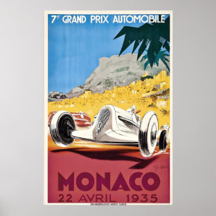 Grand Prix 1935 Motorsport Monaco Frankreich Vinta Poster