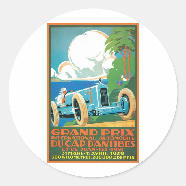 Grand Prix Automobile Runder Aufkleber (Vorderseite)