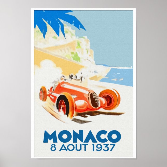 Grand Prix Monaco 1937 Aquarelle Poster (Vorne)