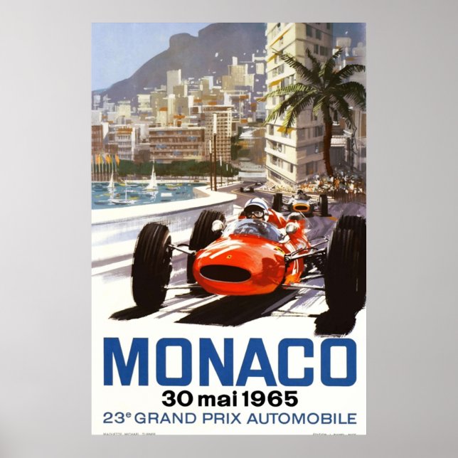 Grand Prix Racing in Monaco 1965 Poster (Vorne)