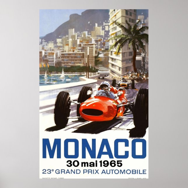 Grand Prix Racing in Monaco 1965 Poster (Vorne)