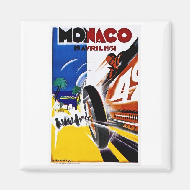 Grand Prix von Monaco 1931 - Vintages Rennposter Magnet (Vorne)