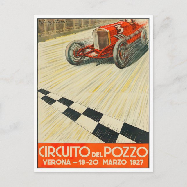 Grand Prix von Verona 1927 Vintage Rennen Postkarte (Vorderseite)