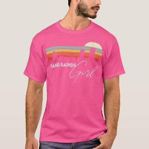 Grand Rapids Girl Retro Sunset City Skyline Souven T-Shirt