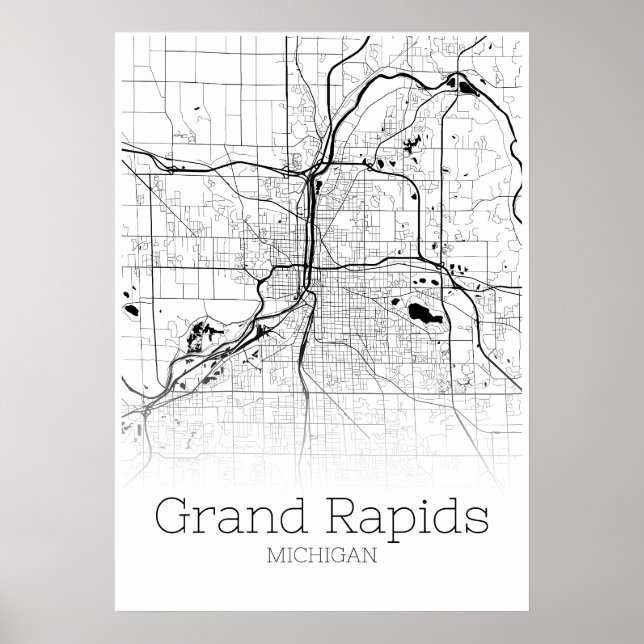Grand Rapids Map - Michigan - City Map Poster (Vorne)