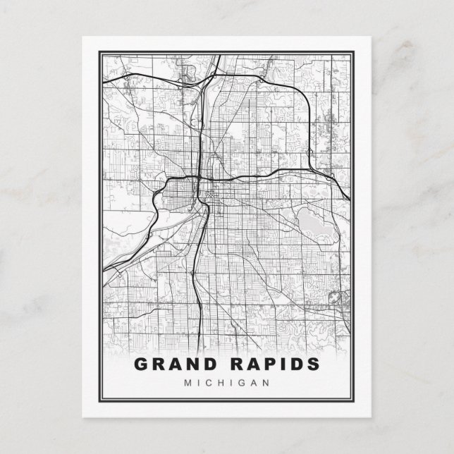 Grand Rapids Map Postkarte (Vorderseite)
