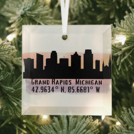 Grand Rapids MI City Skyline Glasdekoration Ornament Aus Glas