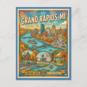 Grand Rapids MI Vintage Stil Retro 1960er Postkarte
