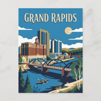 Grand Rapids Michigan Flussufer Vintage Poster Postkarte