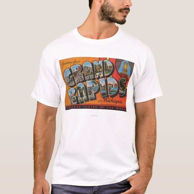 Grand Rapids, Michigan - große Buchstabe-Szenen T-Shirt (Vorderseite)
