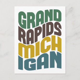 Grand Rapids Michigan Retro Wave Postkarte
