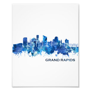 Grand Rapids Michigan Skyline Blue Fotodruck